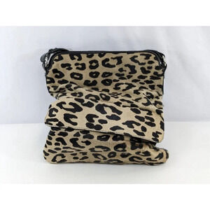 Maurizio Taiuti Leopard Print Handbag Purse Leather Italy Cheetah Animal Mobwife